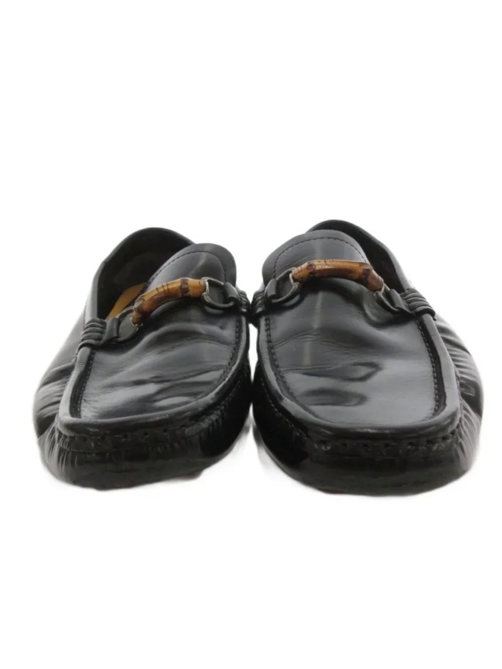Gucci Bamboo Loafers Slip On Shoes Leather 8.5 Black